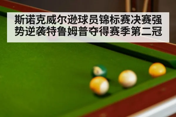 斯诺克威尔逊球员锦标赛决赛强势逆袭特鲁姆普夺得赛季第二冠